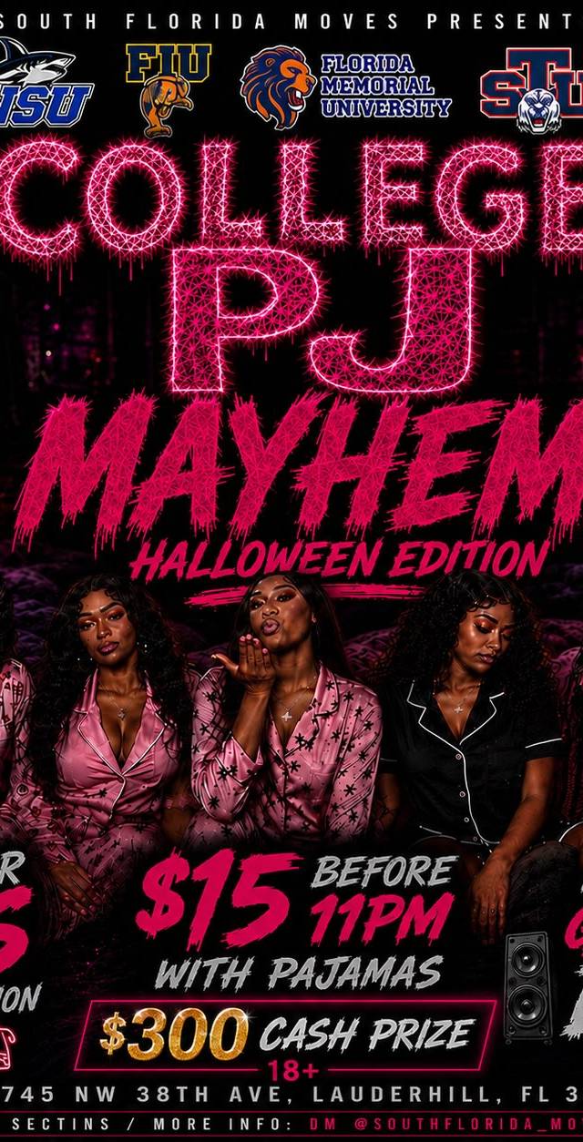 COLLEGE PJ MAYHEM HALLOWEEN EDITION, Sat, Oct 17, 4 sisters palace banquet hall