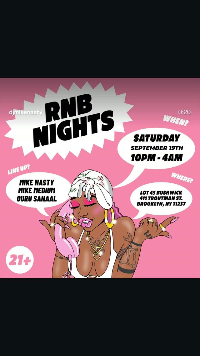 RNB NIGHTS, Sat, Sep 19, Lot 45, Bushwick