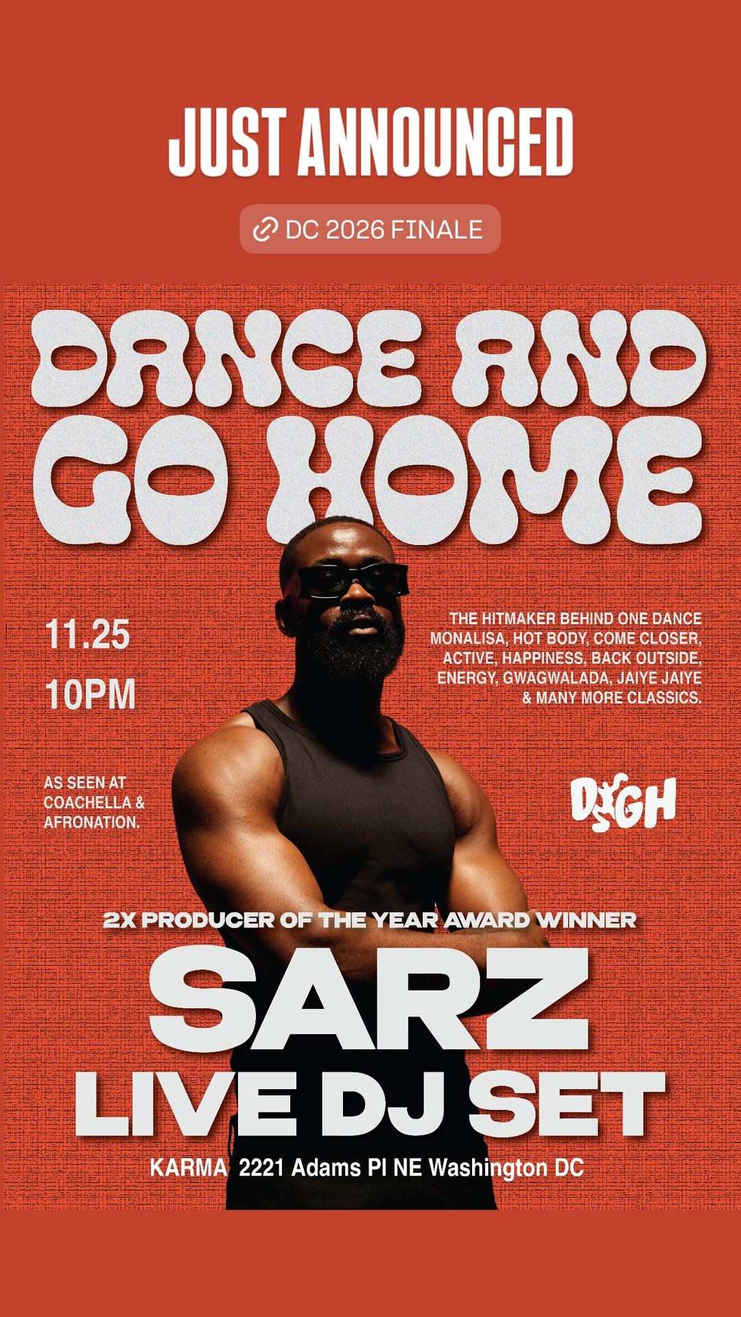 Dance And Go Home Presents Sarz Live DJ Set — flyer 2