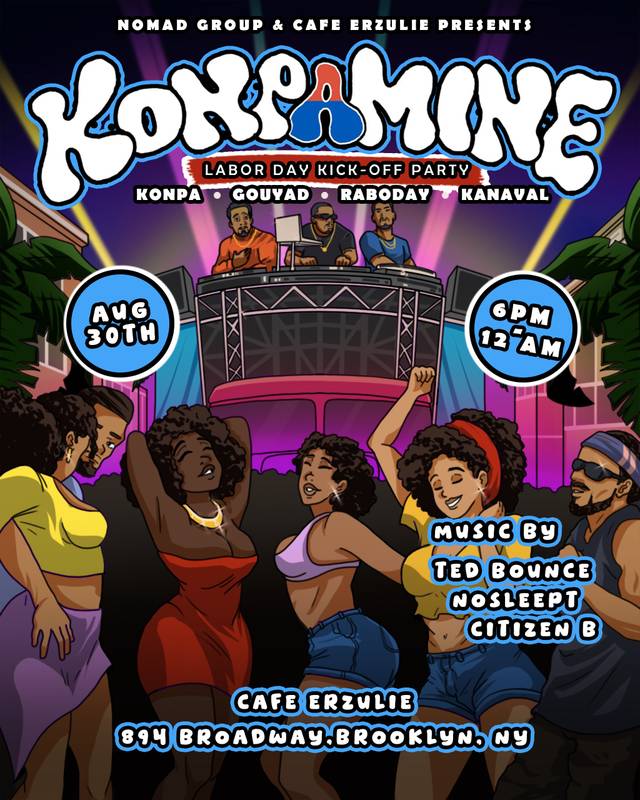 KONPAMINE — LABOR DAY KICKOFF PARTY, Sun, Aug 30, Cafe Erzulie, Bushwick