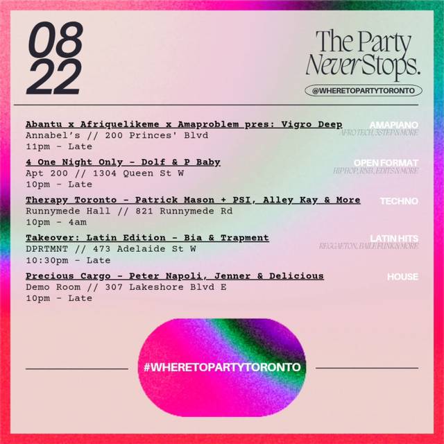 Abantu x Afriquelikeme x Amaproblem pres: Vigro Deep, Sat, Aug 22, Annabel's, Old Toronto
