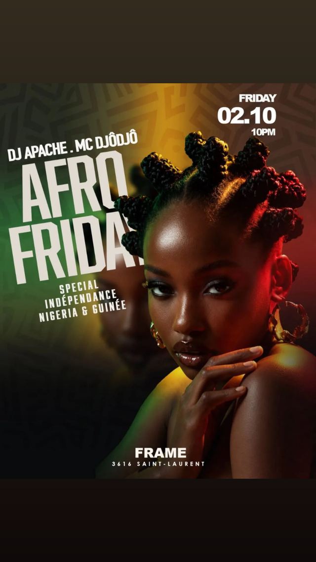 AFRO FRIDAY, Fri, Oct 2, FRAME