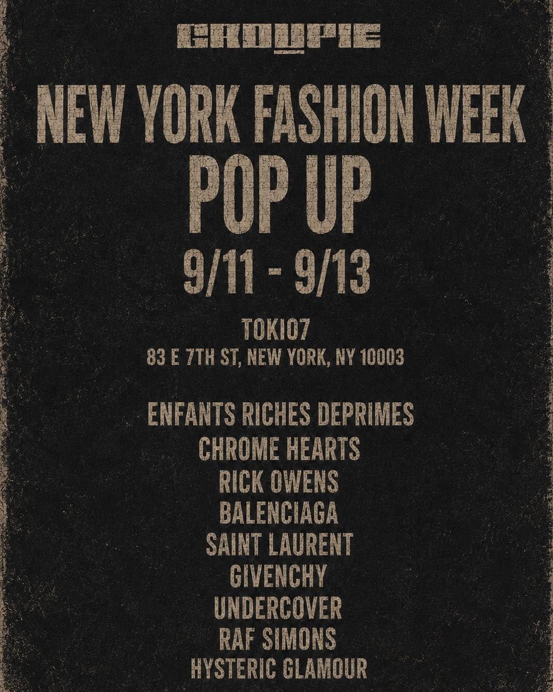 New York Fashion Week Pop Up