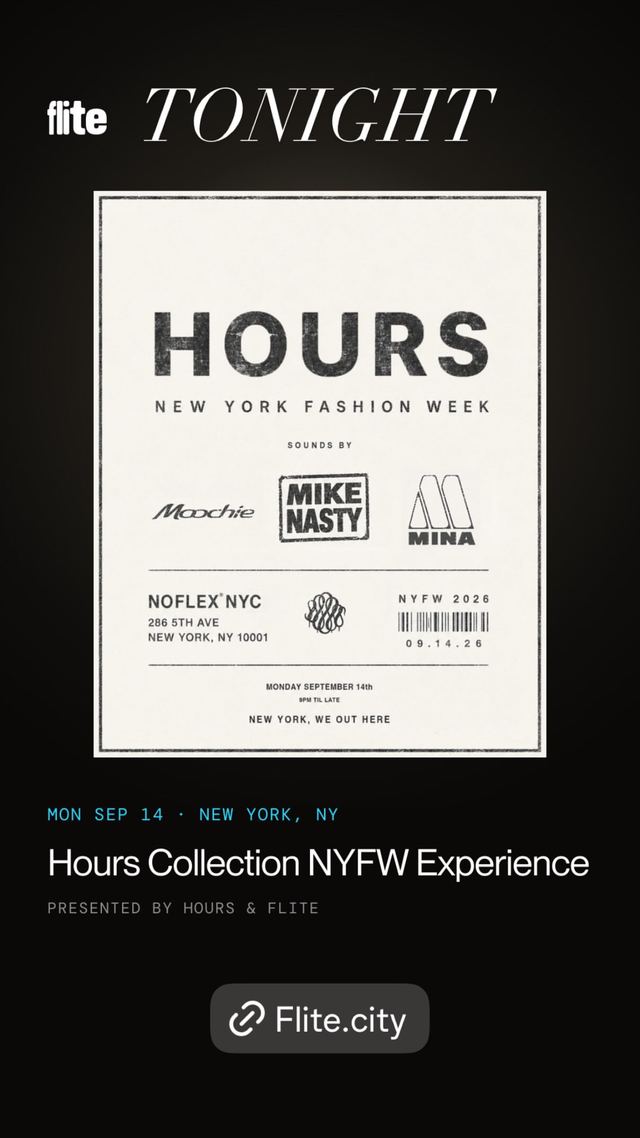 Hours Collection NYFW Experience, Mon, Sep 14, NOFLEX NYC, Midtown