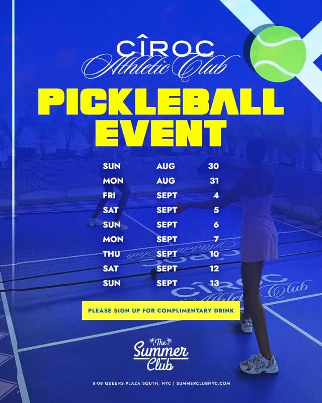 Ciroc Athletic Club Pickleball Event, Sun, Sep 13, The Pool at Ravel, Long Island City