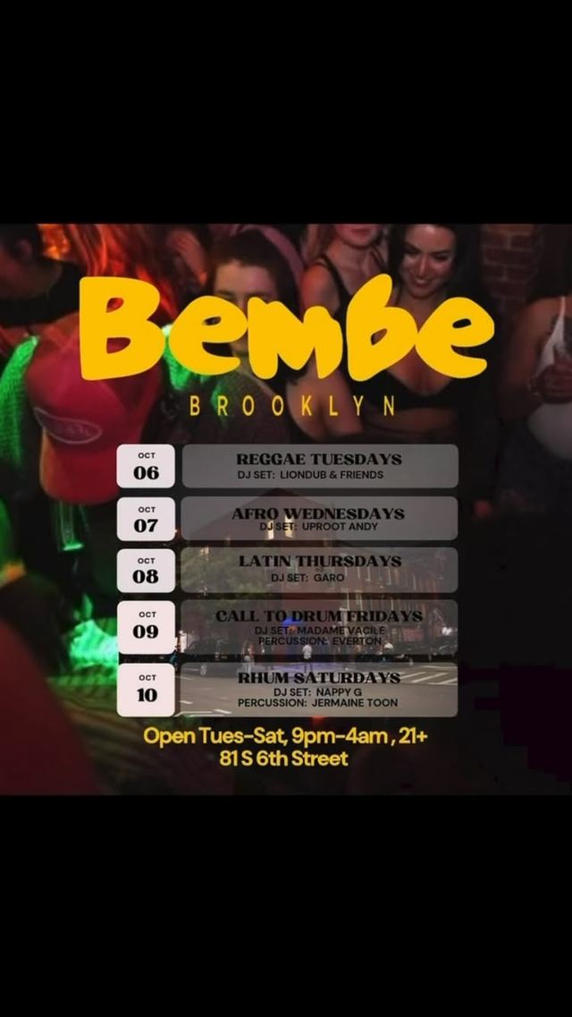 Rhum Saturdays, Sat, Oct 10, Bembe, Williamsburg