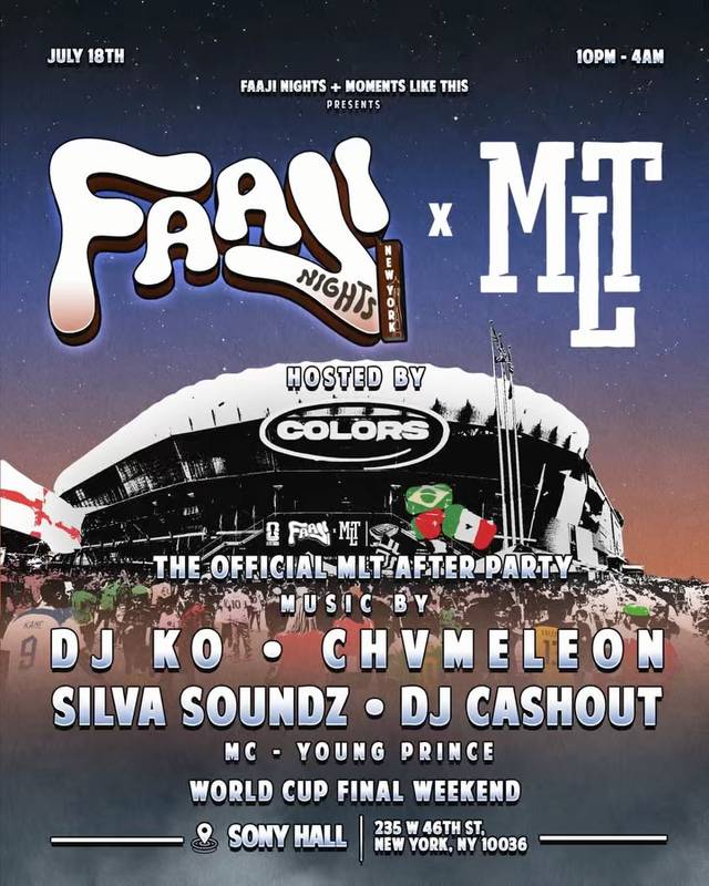 Faaji Nights X Mlt: the Official Mlt After Party, Sat, Jul 18, Sony Hall, Midtown West