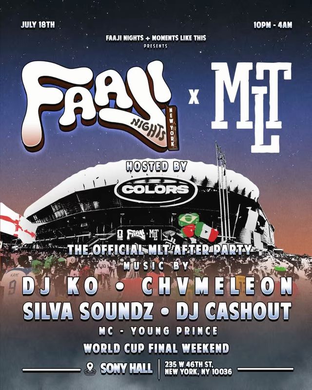 Faaji Nights X Mlt: the Official Mlt After Party, Sat, Jul 18, Sony Hall, Midtown West
