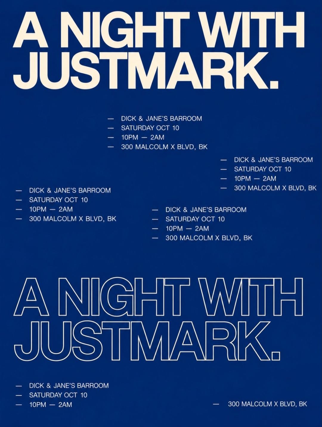 A NIGHT WITH JUSTMARK.