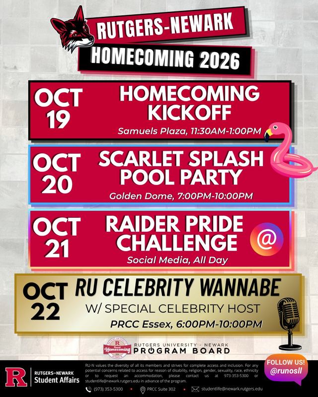 HOMECOMING KICKOFF, Mon, Oct 19, Samuels Plaza