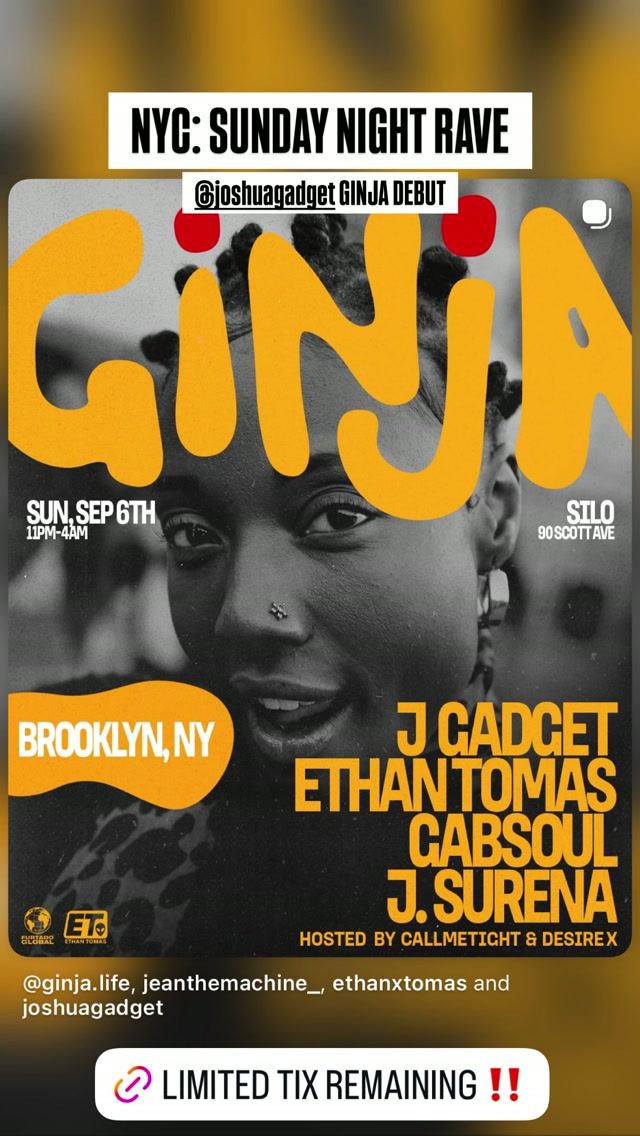 GINJA, Sun, Sep 6, Silo, Brooklyn
