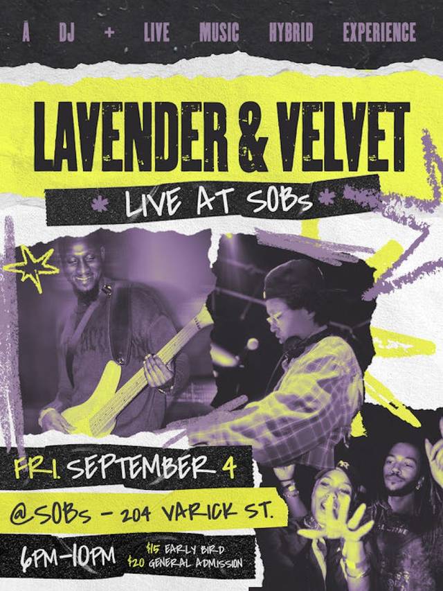 Lavender & Velvet, Fri, Sep 4, Sob's, Greenwich Village