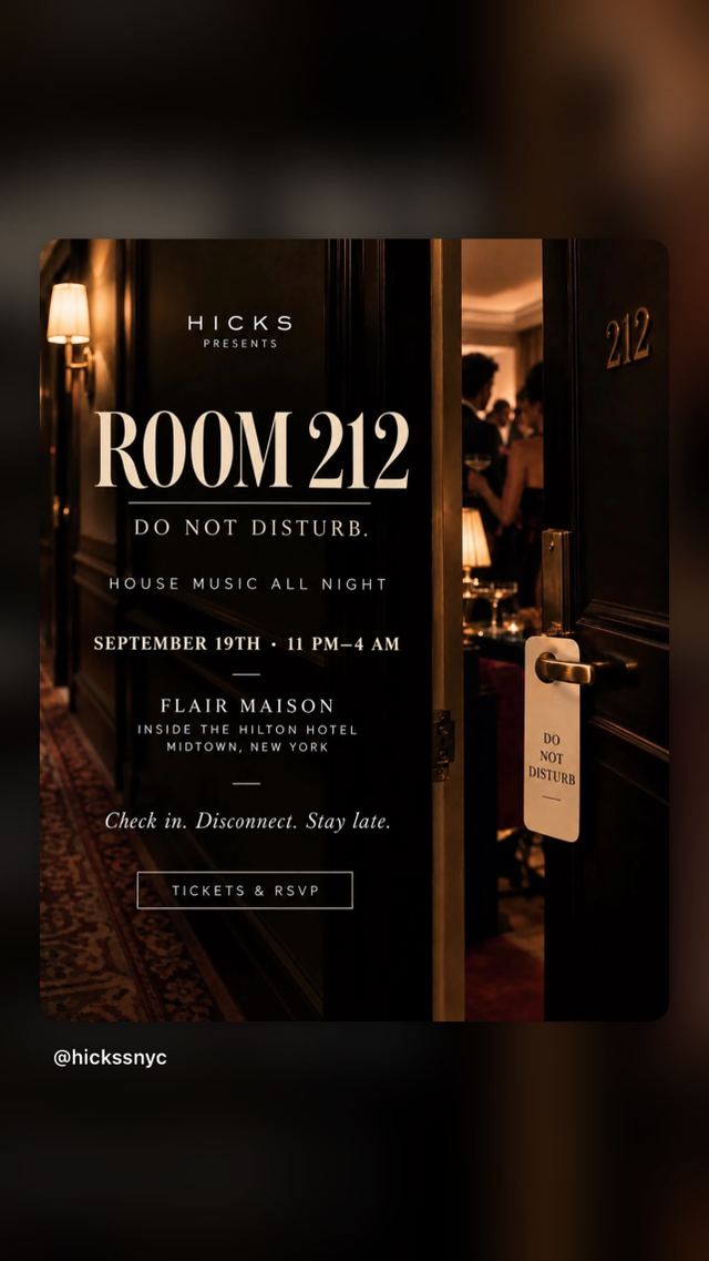 ROOM 212, Sat, Sep 19, Flair Maison (Inside The Hilton Hotel)
