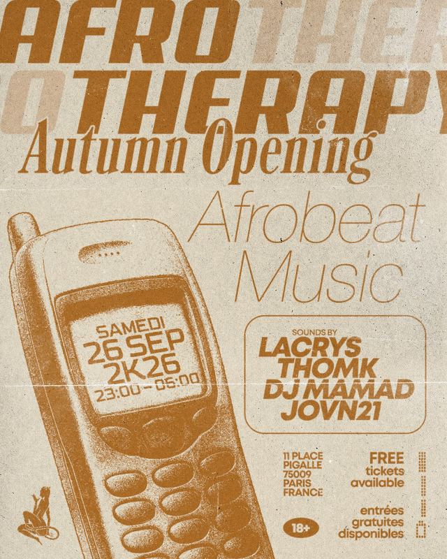 Afrotherapy Autumn Opening, Sat, Sep 26 – Sun, Sep 27, Folies Pigalle