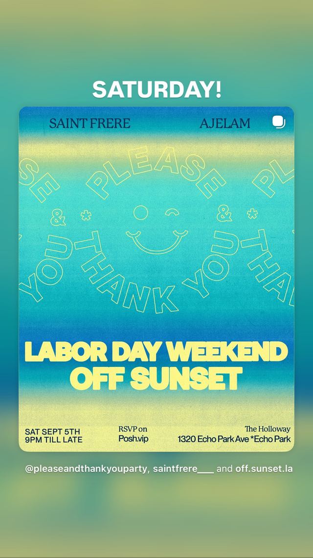 LABOR DAY WEEKEND OFF SUNSET, Sat, Sep 5, The Holloway, Echo Park