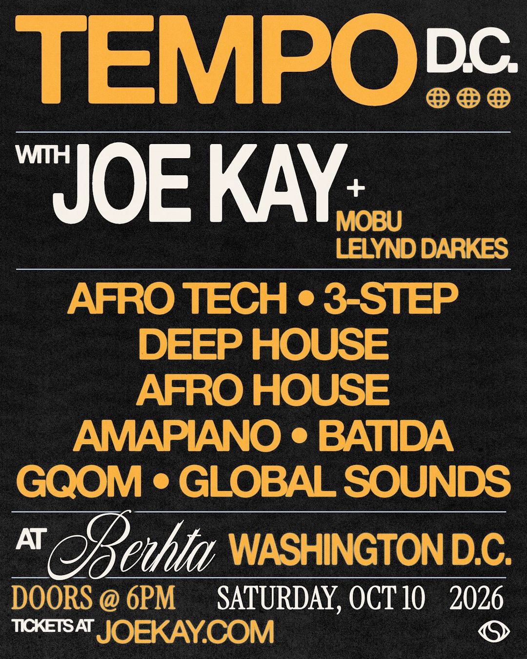 TEMPO: Joe Kay, Mobu, Lelynd Darkes — flyer 3