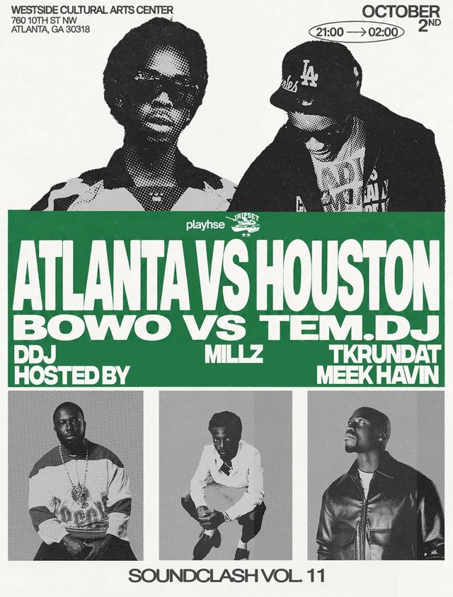 Atlanta vs Houston Soundclash Vol. 11, Fri, Oct 2, Westside Culture Arts, Home Park