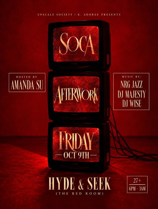 Soca Afterwork, Fri, Oct 16, Hyde and Seek, Prospect Heights