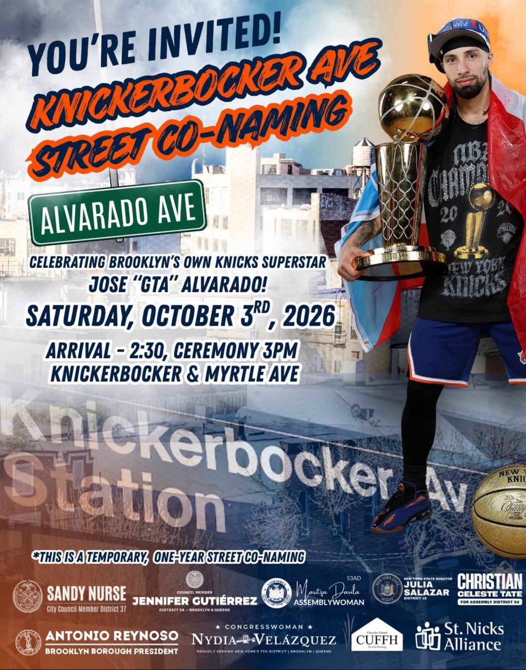Knickerbocker Ave Street Co-Naming Alvarado Ave