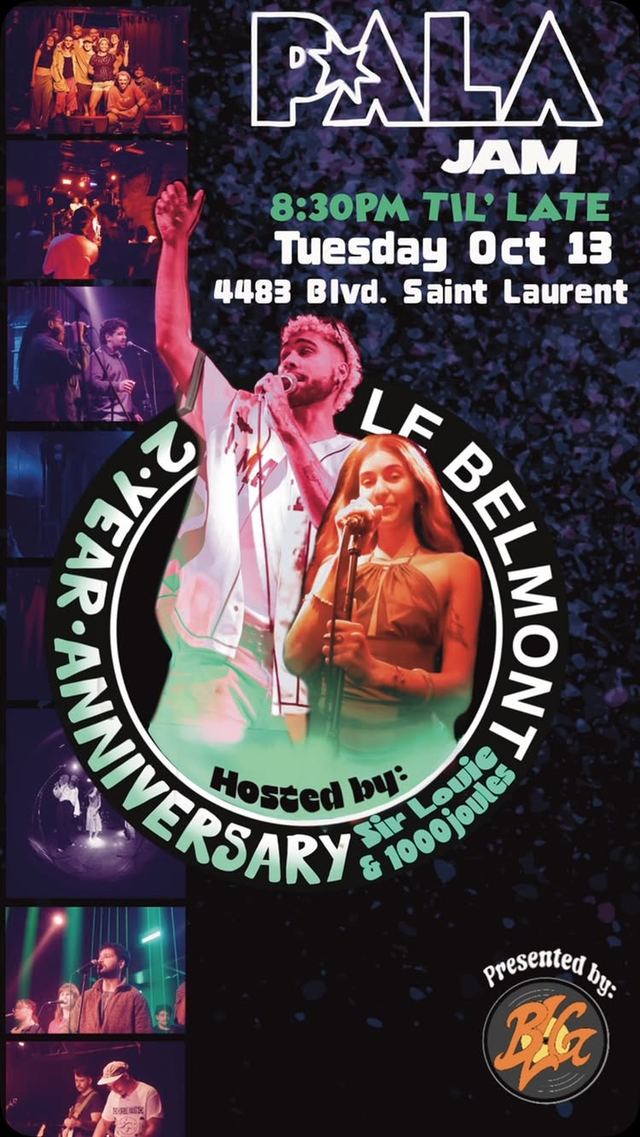 Pala Jam 2-Year Anniversary, Tue, Oct 13, Le Belmont, Plateau