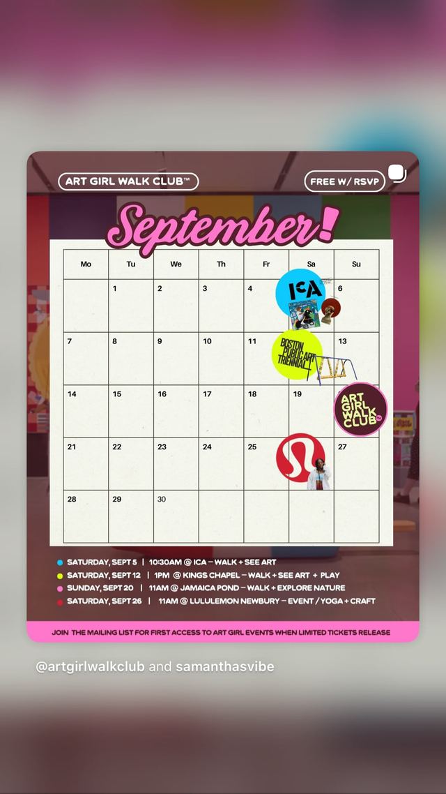Art Girl Walk Club, Mon, Sep 28, Lululemon Newbury, Back Bay