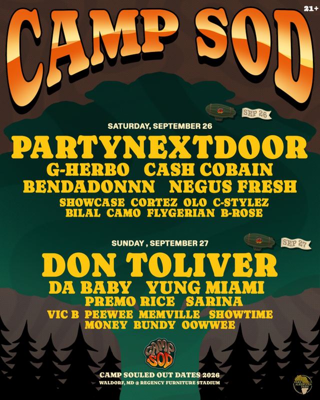 CAMP SOD, Sun, Sep 27, Regency Furniture Stadium