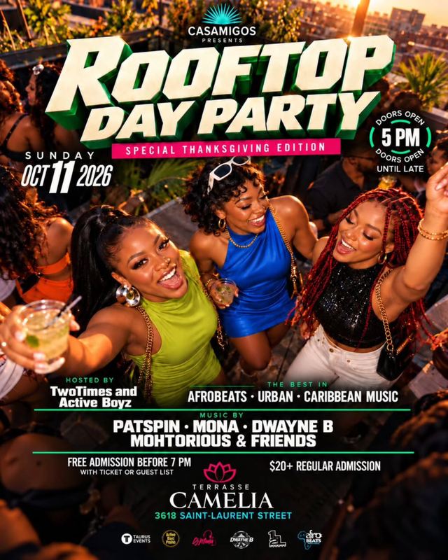 Rooftop Day Party: Special Thanksgiving Edition, Sun, Oct 11, Terrasse Camélia