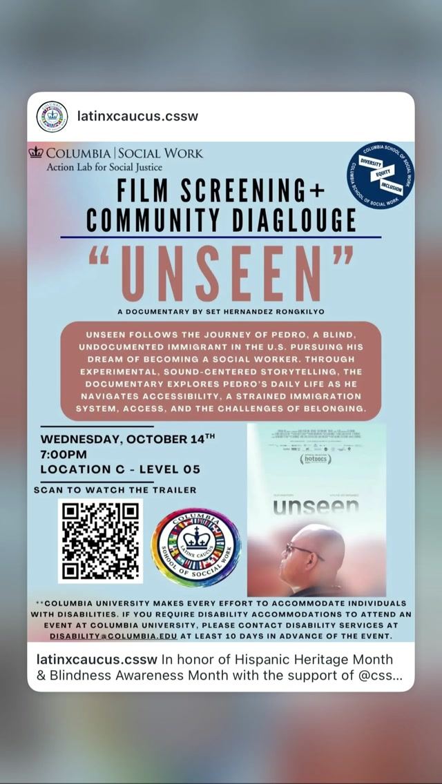 Film Screening + Community Dialogue "Unseen", Wed, Oct 14, 116th and Broadway Gates, Morningside Heights