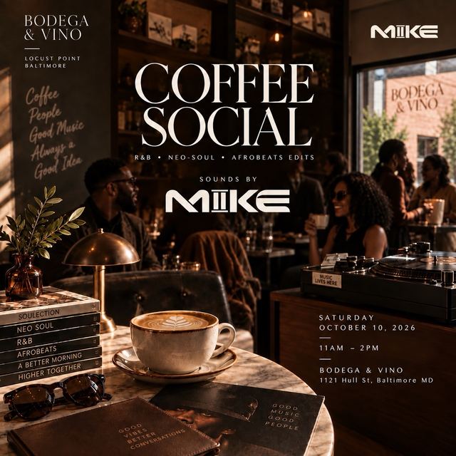 Coffee Social, Sat, Oct 10, Bodega & Vino, Locust Point