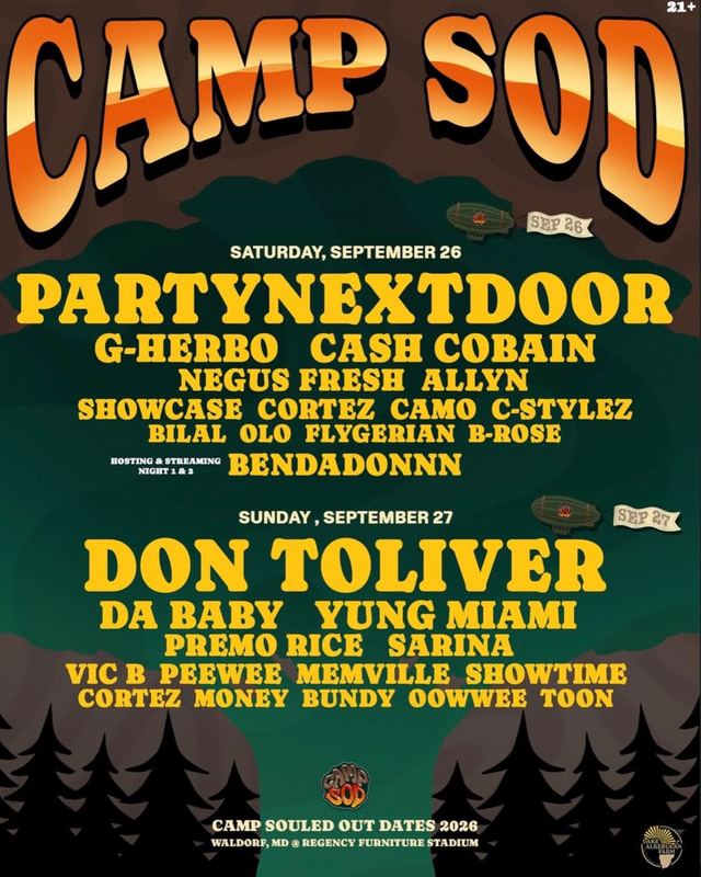 CAMP SOD, Sat, Sep 26, Regency Furniture Stadium