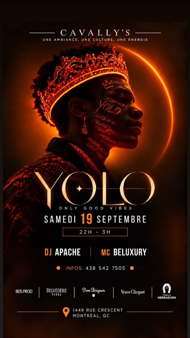 YOLO - Only Good Vibes, Sat, Sep 19, Cavally's, Downtown Montreal