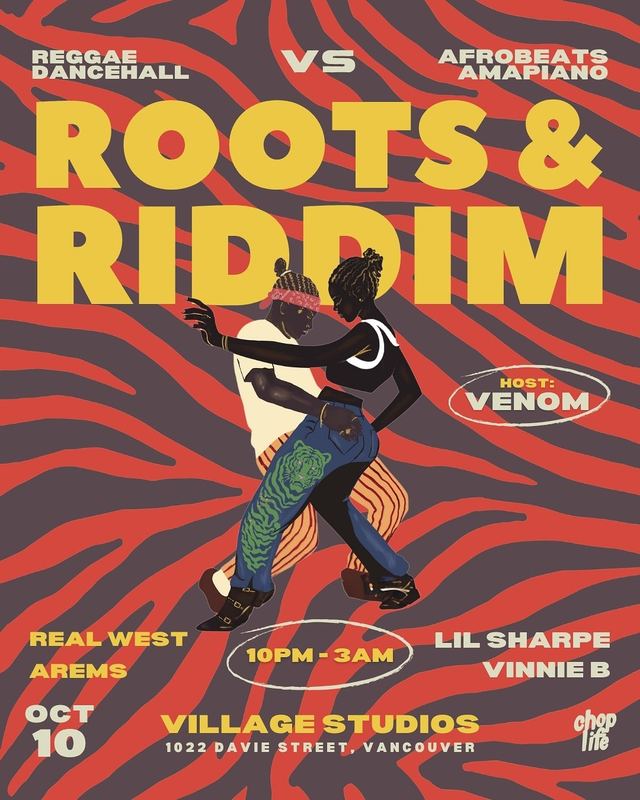 Roots & Riddim, Sat, Oct 10, Village Studios, Central Vancouver