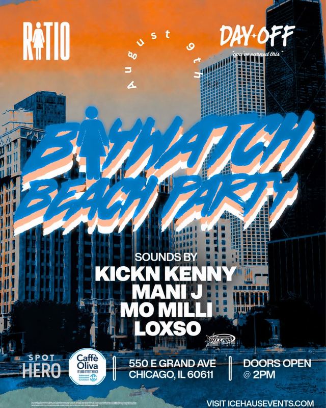 Ratio X Day Off Beach Party, Sun, Aug 9, Caffè Oliva at Ohio Street Beach, Streeterville