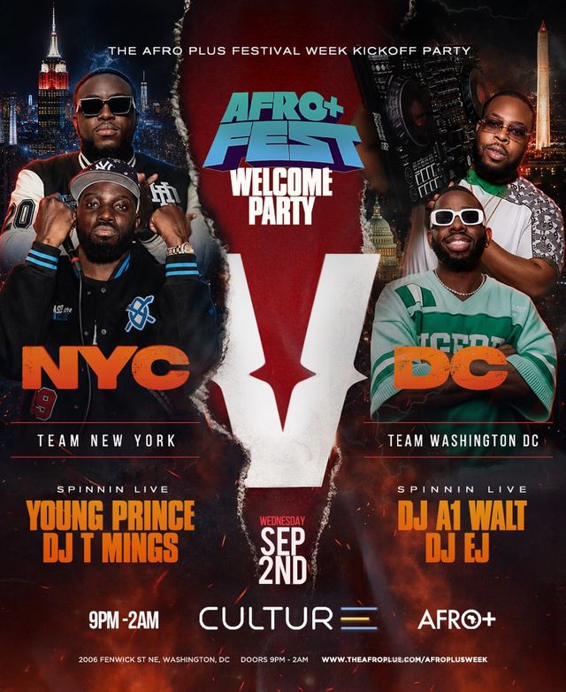 Afro+ Fest Welcome Party, Wed, Sep 2, Culture DC, Ivy City