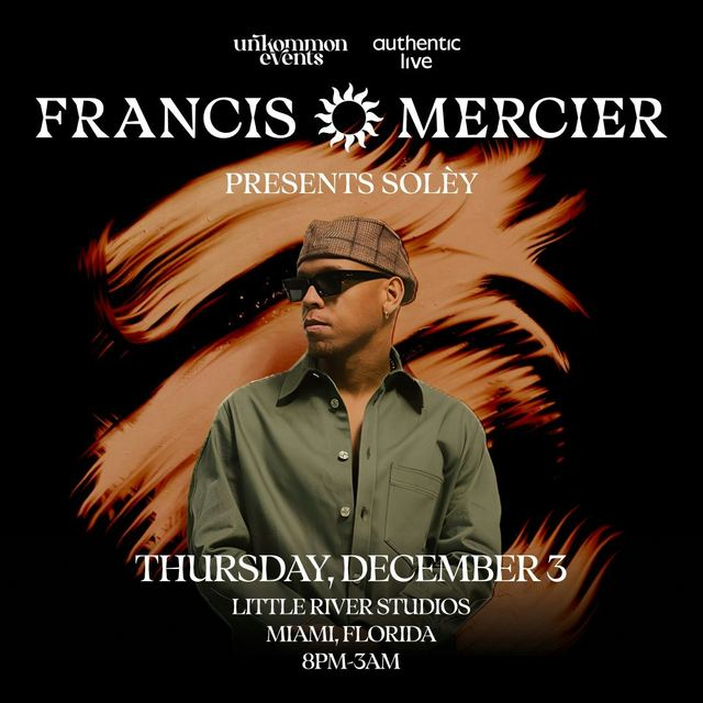 Francis Mercier Presents Solèy, Thu, Dec 3, Little River Studios