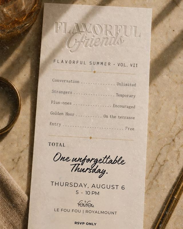 Flavorful Summer, Thu, Aug 6, Le Fou Fou
