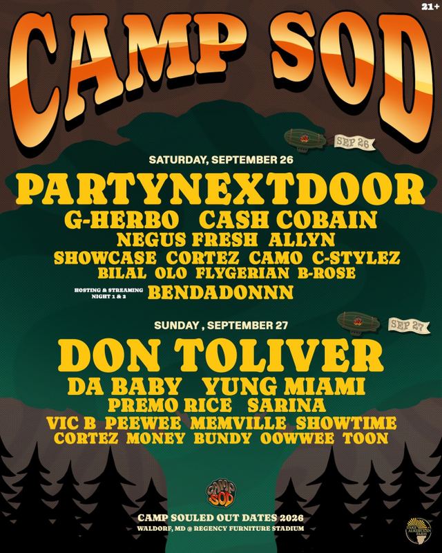 CAMP SOD, Sun, Sep 27, Regency Furniture Stadium