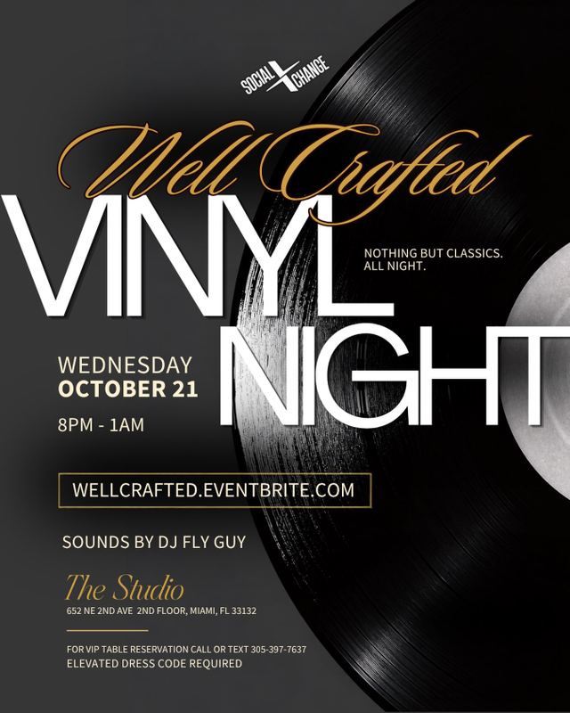 Well Crafted Vinyl Night, Wed, Oct 21, The Studio, Downtown