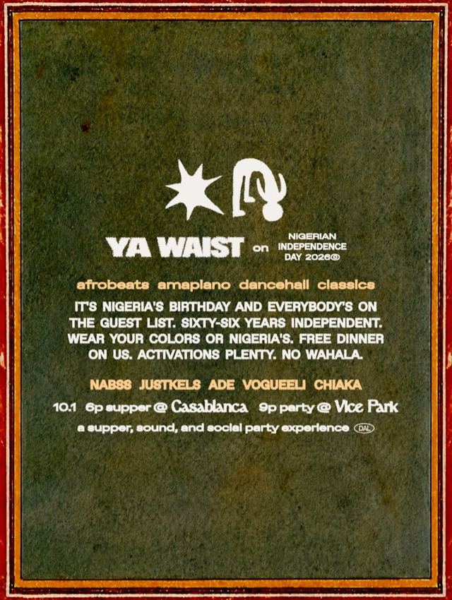 YA WAIST: Nigerian Independence Day, Thu, Oct 1, Vice Park