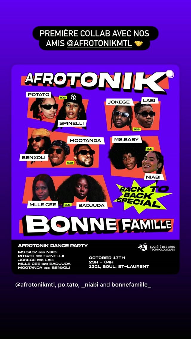 AFROTONIK, Sat, Oct 17, Société des arts technologiques [SAT], Ville-Marie