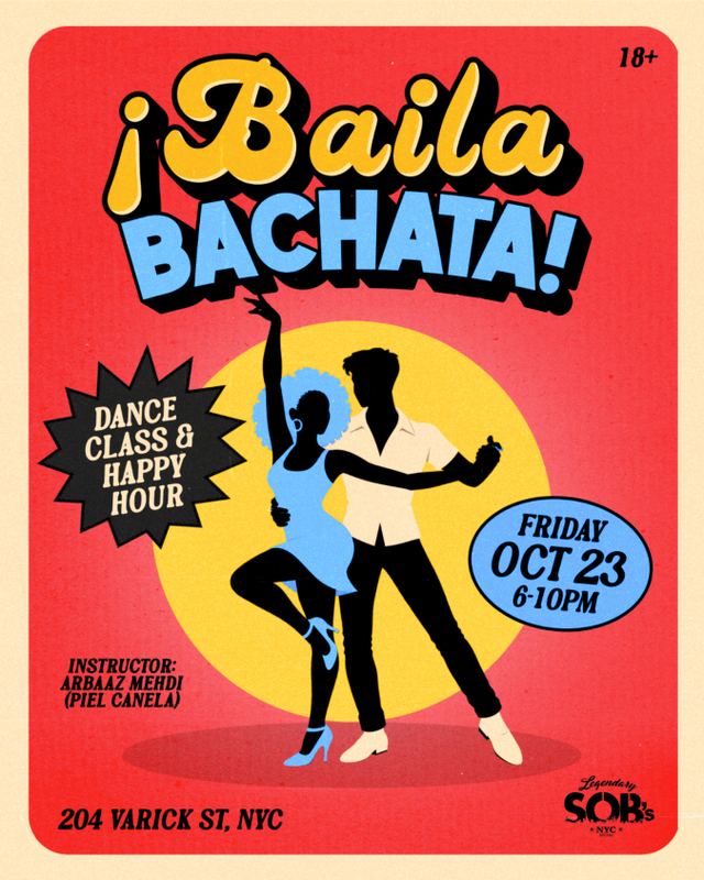 ¡Baila Bachata!, Fri, Oct 23, Sob's, Greenwich Village