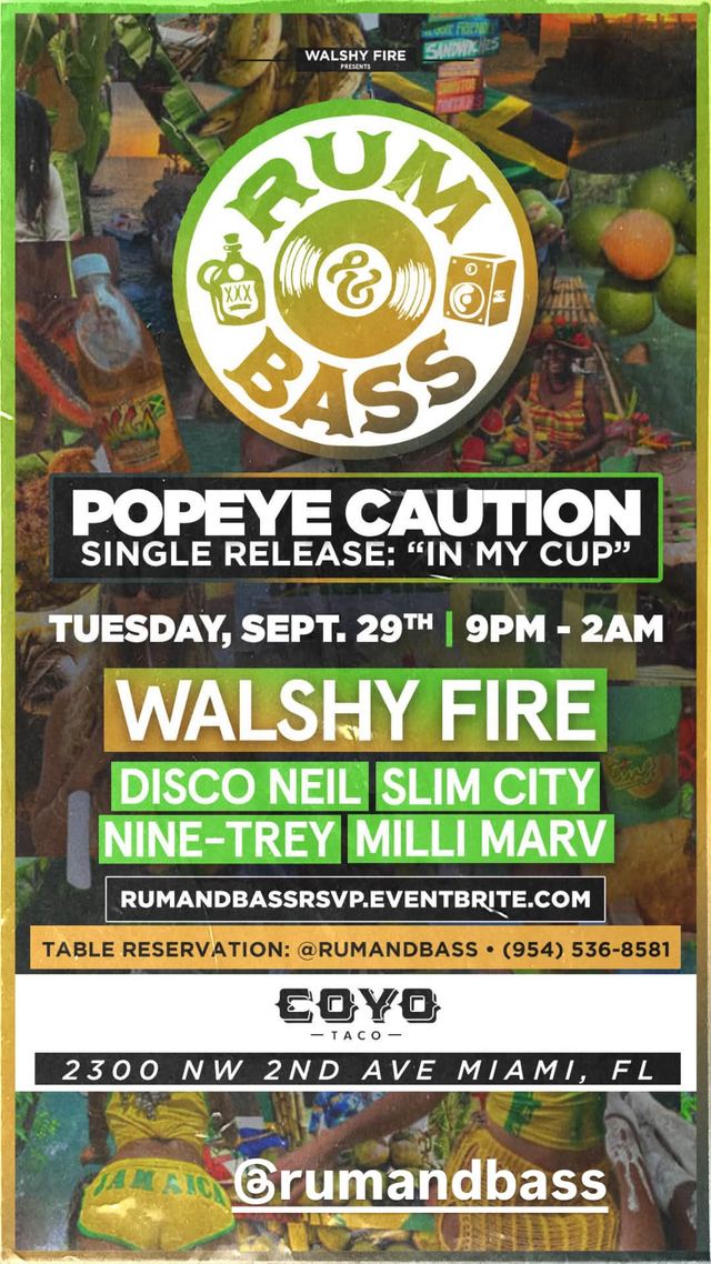 Rum & Bass, Tue, Sep 29, Coyo Taco, Wynwood Art District