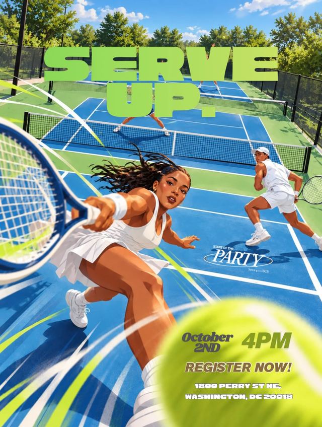Serve Up!, Fri, Oct 2, Dwight Mosley Taft Tennis Court, NE D.C.