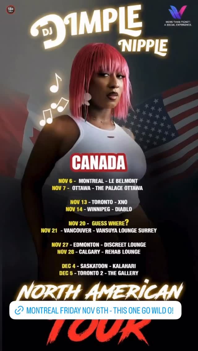 DJ Dimple Nipple North American Tour, Sat, Nov 7, The Palace Ottawa, Byward Market - Parliament Hill