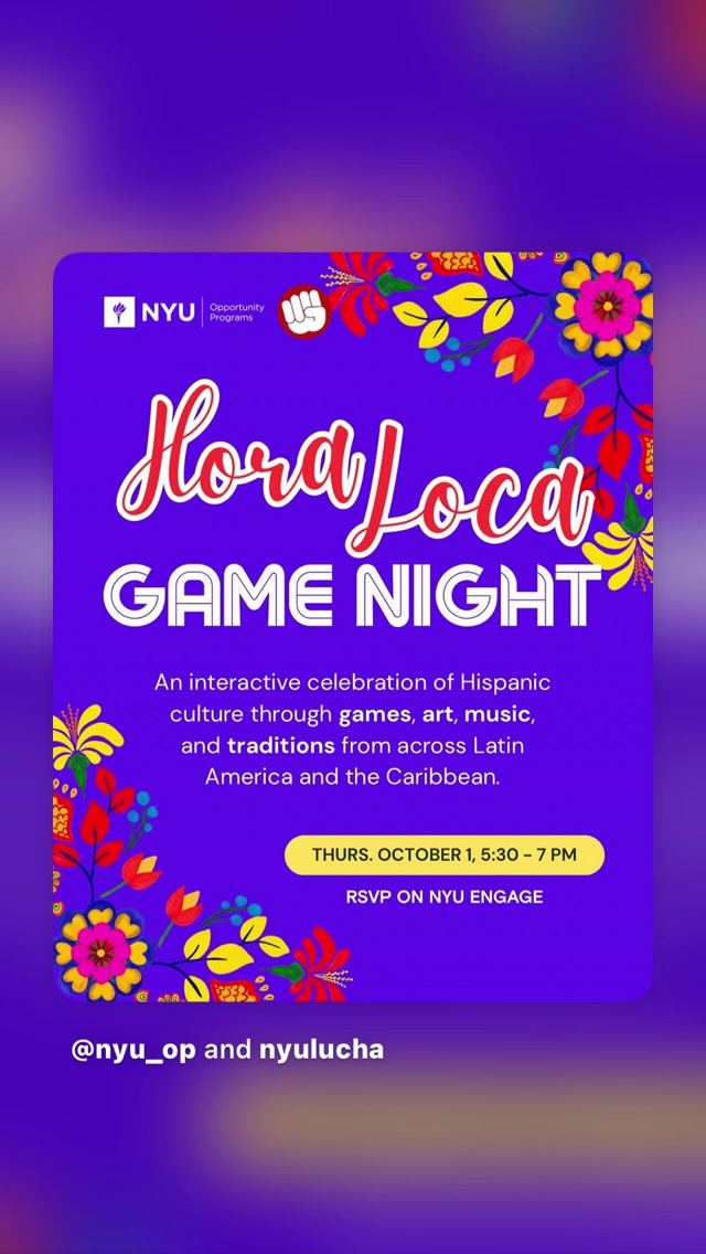 Hora Loca Game Night, Thu, Oct 1, NYU