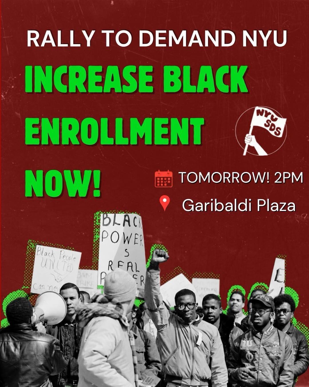 RALLY TO DEMAND NYU INCREASE BLACK ENROLLMENT NOW!