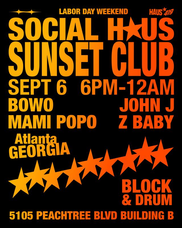 Social Haus Sunset Club, Sun, Sep 6, Block & Drum
