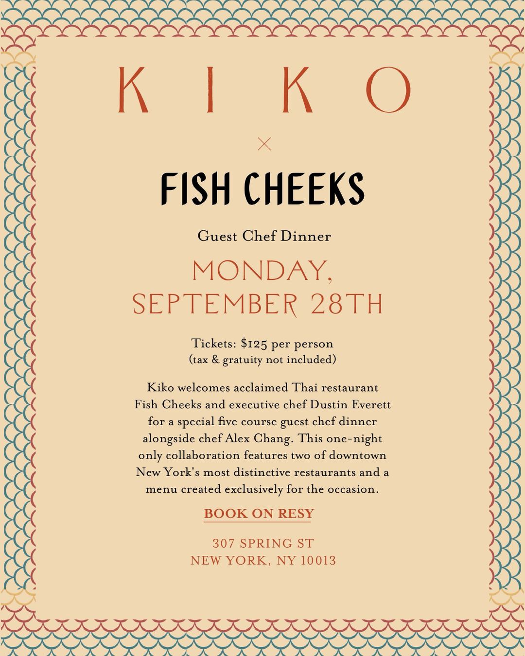 Kiko x Fish Cheeks Guest Chef Dinner