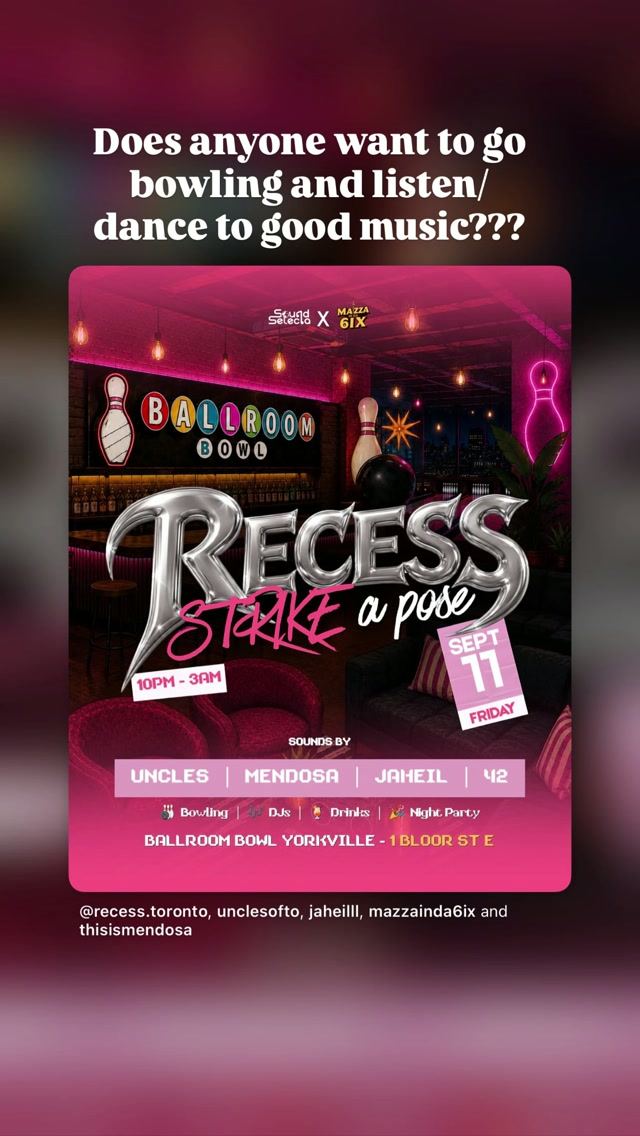 RECESS: STRIKE A POSE, Fri, Sep 11, Ballroom Bowl Yorkville, Yorkville
