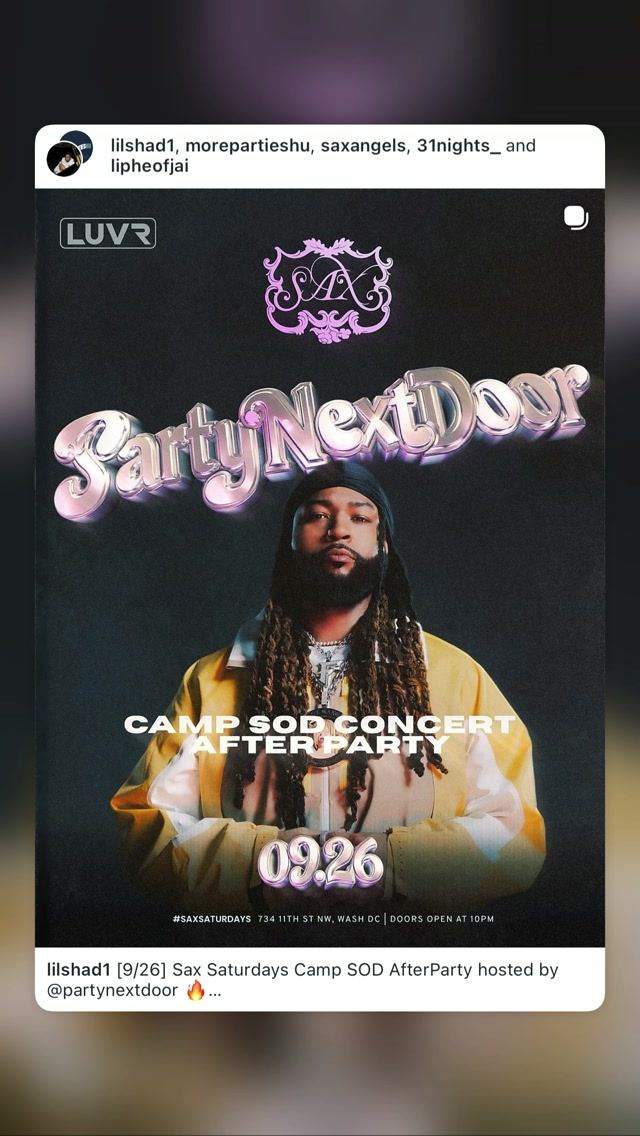 PartyNextDoor, Sat, Sep 26, SAX, Downtown